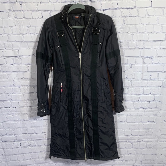 Triple Five Soul Womens VTG Longer Length Coat Black Size S Grunge Goth Full Zip - Picture 1 of 7